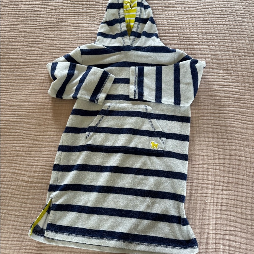 Boden Navy and White Striped Kids Terrycloth Swim Coverup